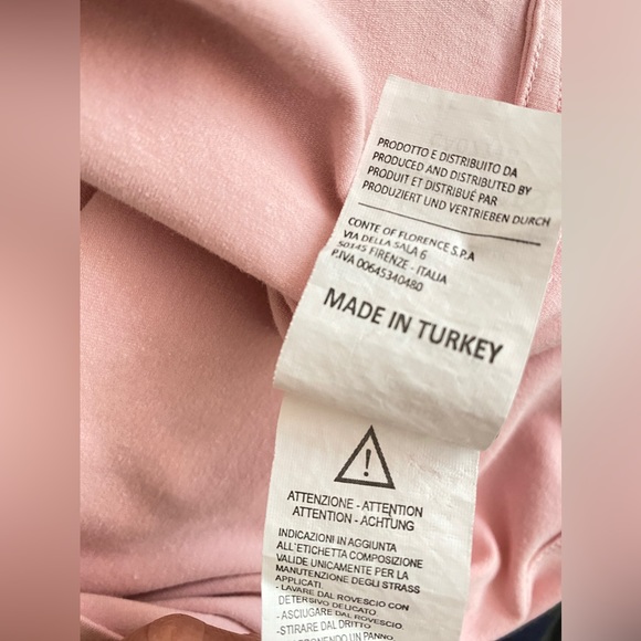 Conte of Florence women's Polo Shirt. rhinestone logo.Quarter sleeves.Pink.Sz S - Picture 9 of 11